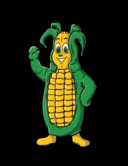 Captain Corn, the Confreda Fall Fest mascot, waving hello